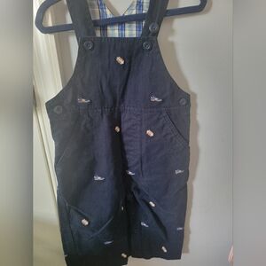 KITESTRINGS Baby Boys Embroidered Football Overalls Navy Blue Size 12 Months